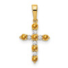 Lex & Lu 14k Yellow Gold Citrine & Diamond Cross Pendant - Lex & Lu