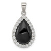 Lex & Lu Sterling Silver CZ and Onyx Pendant - Lex & Lu