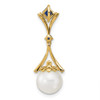 Lex & Lu 14k Yellow Gold Diamond 8-9mm Round FWC Pearl Created Sapphire Pendant - 4 - Lex & Lu