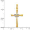 Lex & Lu 14k Two-tone Gold Textured Latin Cross w/Hearts Pendant LAL89234 - 3 - Lex & Lu