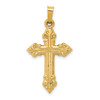 Lex & Lu 14k Yellow Gold Brushed and Polished Budded Cross Pendant - Lex & Lu