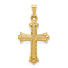 Lex & Lu 14k Yellow Gold Hollow Fleur De Lis Cross Pendant LAL89308 - Lex & Lu