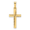 Lex & Lu 14k Yellow Gold D/C Small Hollow Cross Pendant - Lex & Lu