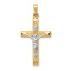 Lex & Lu 14k Two-tone Gold INRI Hollow Crucifix Pendant LAL89352 - Lex & Lu