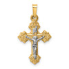 Lex & Lu 14k Two-tone Gold INRI Hollow Crucifix Pendant LAL89353 - Lex & Lu