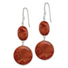 Lex & Lu Sterling Silver Reconstituted Red Coral Dangle Earrings - 2 - Lex & Lu