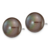 Lex & Lu 14k White Gold 11-12mm Black Button FW Cultured Pearl Stud Earrings - 2 - Lex & Lu