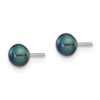 Lex & Lu 14k White Gold 4-5mm Black Button FW Cultured Pearl Stud Earrings - 2 - Lex & Lu