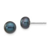 Lex & Lu 14k White Gold 6-7mm Black Button FW Cultured Pearl Stud Earrings - Lex & Lu