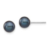 Lex & Lu 14k White Gold 6-7mm Black Round FW Cultured Pearl Stud Earrings - Lex & Lu