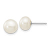 Lex & Lu 14k White Gold 7-8mm Button FW Cultured Pearl Stud Earrings - Lex & Lu