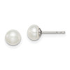 Lex & Lu Sterling Silver 5-6mm White FW Cultured Button Pearl Stud Earrings - Lex & Lu