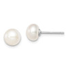 Lex & Lu Sterling Silver 7-8mm White FW Cultured Button Pearl Stud Earrings - Lex & Lu