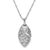 Lex & Lu Sterling Silver w/Rhodium Flower & Leaves Necklace 16'' - Lex & Lu