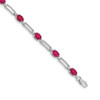 Lex & Lu 14k White Gold Diamond and Composite Ruby Gemstone Bracelet - Lex & Lu