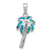 Lex & Lu Sterling Silver Created Blue Opal Inlay Palm Tree Pendant - Lex & Lu