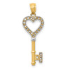 Lex & Lu 14k Yellow Gold & Rhodium Heart Key Pendant LAL91056 - Lex & Lu