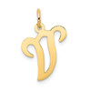 Lex & Lu 14k Yellow Gold Initial V Charm LAL91294 - Lex & Lu