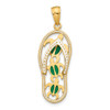 Lex & Lu 14k Yellow Gold Enamel Cut-out Flip Flop w/Sea Turtles Pendant - Lex & Lu