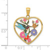 Lex & Lu 14k Yellow Gold Enameled Hummingbird w/Flowers Heart Pendant - 4 - Lex & Lu