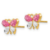 Lex & Lu 14k Yellow Gold Pink/Crystal Butterfly Post Earrings - 2 - Lex & Lu