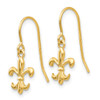 Lex & Lu 14k Yellow Gold Fleur de lis Dangle Earrings - 2 - Lex & Lu