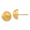 Lex & Lu 14k Yellow Gold Hollow Satin 10.50mm Half Ball Post Earrings - Lex & Lu