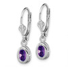 Lex & Lu Sterling Silver 6x4mm Oval Amethyst Leverback Earrings - 2 - Lex & Lu