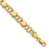 Lex & Lu 14k Yellow Gold Double Link w/Hearts Charm Bracelet LAL92591 - Lex & Lu