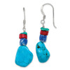 Lex & Lu Sterling Silver Red Coral/Howlite/Lapis & Turquoise Dangle Earrings - Lex & Lu