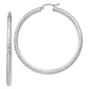 Lex & Lu Sterling Silver D/C 3x50mm Hoop Earrings - Lex & Lu