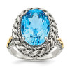 Lex & Lu 14k Yellow Gold w/Sterling Silver Antiqued Blue Topaz Ring LAL93237 - Lex & Lu