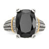 Lex & Lu 14k Yellow Gold w/Sterling Silver Black Onyx & Diamond Ring- 5 - Lex & Lu