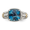 Lex & Lu 14k Yellow Gold w/Sterling Silver London Blue Topaz Ring LAL93302- 5 - Lex & Lu