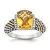 Lex & Lu 14k Yellow Gold w/Sterling Silver Diamond & Citrine Ring - Lex & Lu