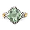 Lex & Lu 14k Yellow Gold w/Sterling Silver Green Quartz Cushion Ring- 5 - Lex & Lu