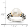 Lex & Lu 14k Yellow Gold w/Sterling Silver 10mm Button FWC Pearl Ring- 4 - Lex & Lu