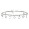 Lex & Lu Sterling Silver Polished Heart Anklet 9'' - 3 - Lex & Lu