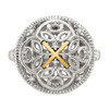 Lex & Lu 14k Yellow Gold w/Sterling Silver Diamond Vintage Ring LAL93382- 5 - Lex & Lu