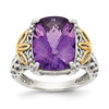 Lex & Lu 14k Yellow Gold w/Sterling Silver Amethyst Ring LAL93413 - Lex & Lu