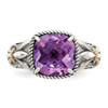 Lex & Lu 14k Yellow Gold w/Sterling Silver Amethyst Ring LAL93427- 5 - Lex & Lu