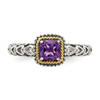 Lex & Lu 14k Yellow Gold w/Sterling Silver Amethyst Ring LAL93428- 5 - Lex & Lu