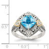 Lex & Lu 14k Yellow Gold w/Sterling Silver Diamond & Blue Topaz Ring LAL93442- 4 - Lex & Lu