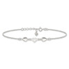 Lex & Lu Sterling Silver Polished Hearts Anklet adjustable to 9'' 10'' - 3 - Lex & Lu