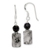 Lex & Lu Sterling Silver Black Crystal & Tourmalinated Quartz Earrings - Lex & Lu