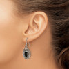 Lex & Lu Sterling Silver Oval Onyx Shepherd Hook Antiqued Earrings - 3 - Lex & Lu