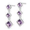 Lex & Lu Sterling Silver Polished Amethyst Post Dangle Earrings - 2 - Lex & Lu