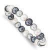 Lex & Lu 8-9mm Freshwater Cultured White/Platinum/Black Stretch Bracelet 7'' - Lex & Lu