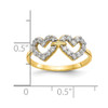 Lex & Lu 10k Yellow Gold Double Heart CZ Ring LAL96567 - 3 - Lex & Lu