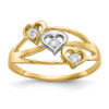 Lex & Lu 10k Yellow Gold w/Rhodium Triple Heart CZ Ring - Lex & Lu